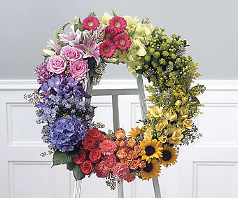 Multi-colored Wreath on easel